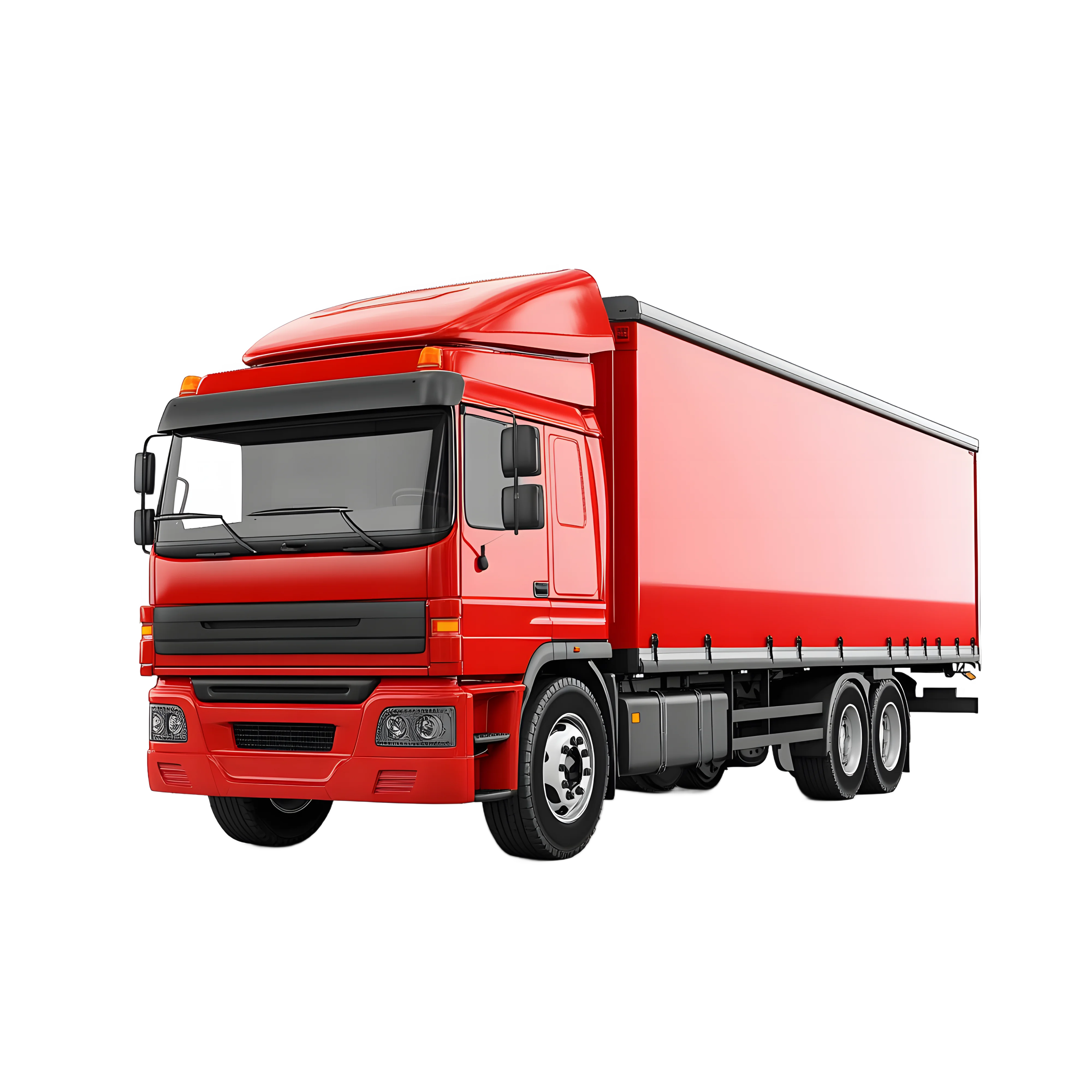 Modern red truck trailer for logistics